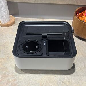 Black and White Couch Console with Compartments